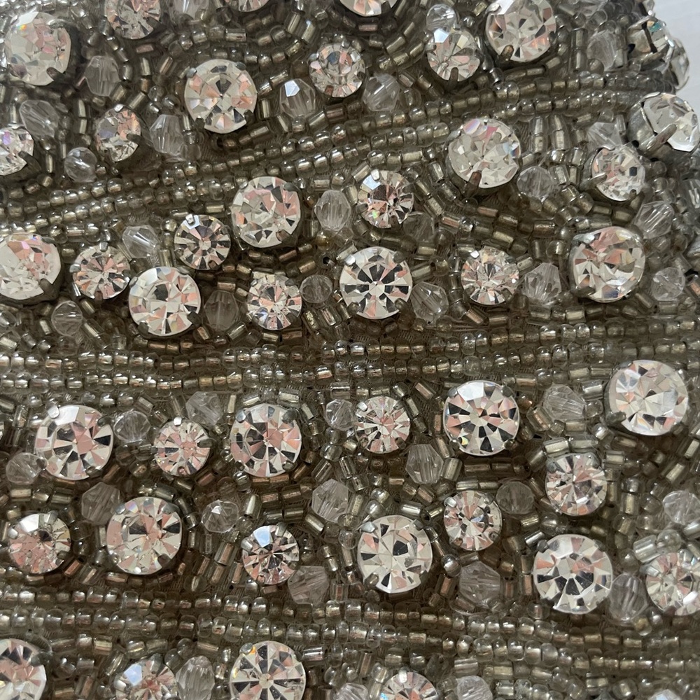 Nordstrom beaded rhinestone clutch with silver chain - Picture 4 of 13